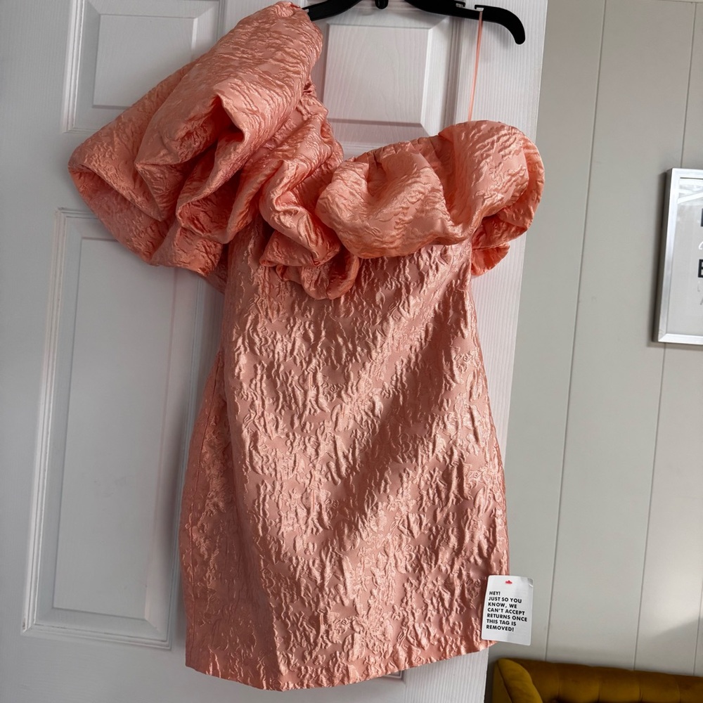 Elegant Peach Off-Shoulder Dress